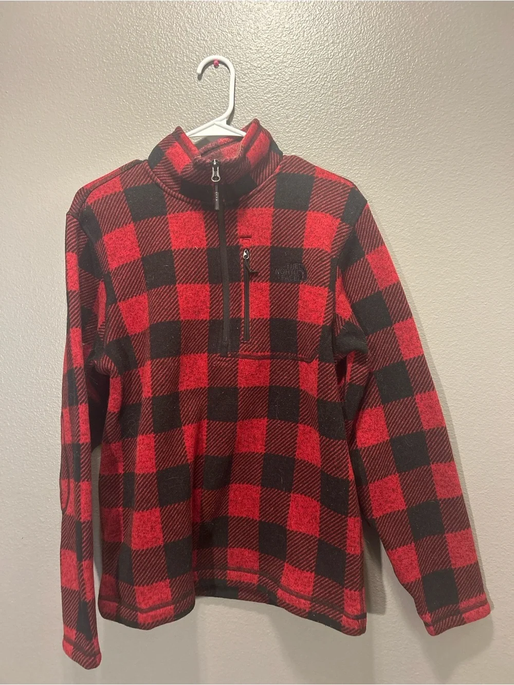 The North Face Novelty Gordon Lyons 1/4 Zip Fleece Pullover Plaid Mens Medium